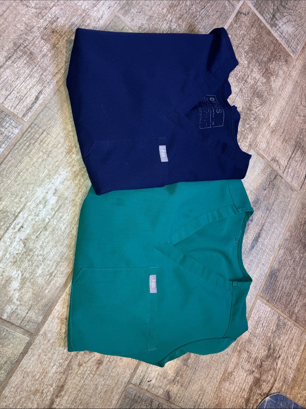 FIGS TECHNICAL COLLECTION Teal and Navy V-Neck Scrub Tops